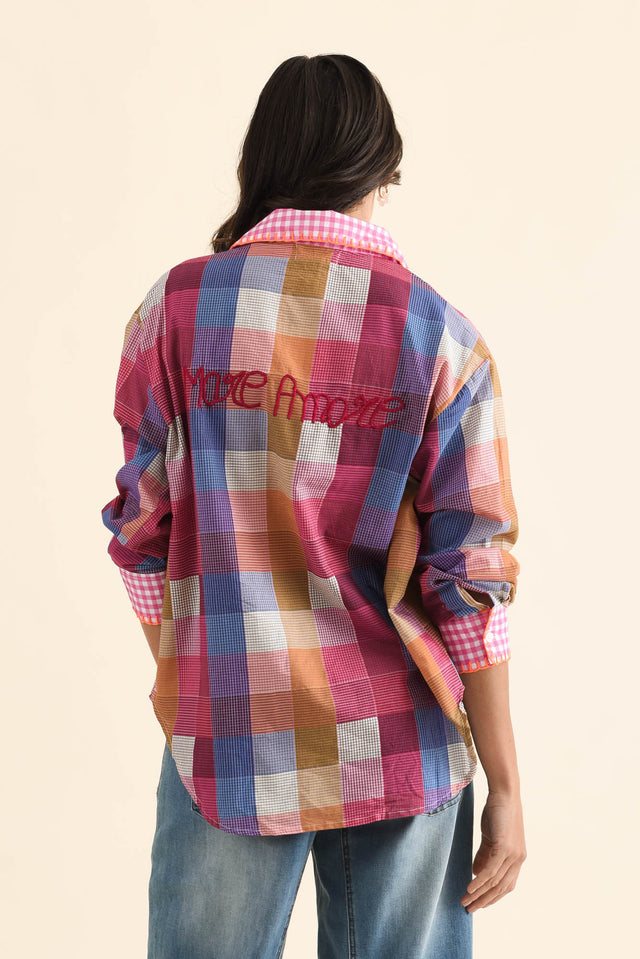 Woods Pink Heart Cotton Embroidered Shirt image 4