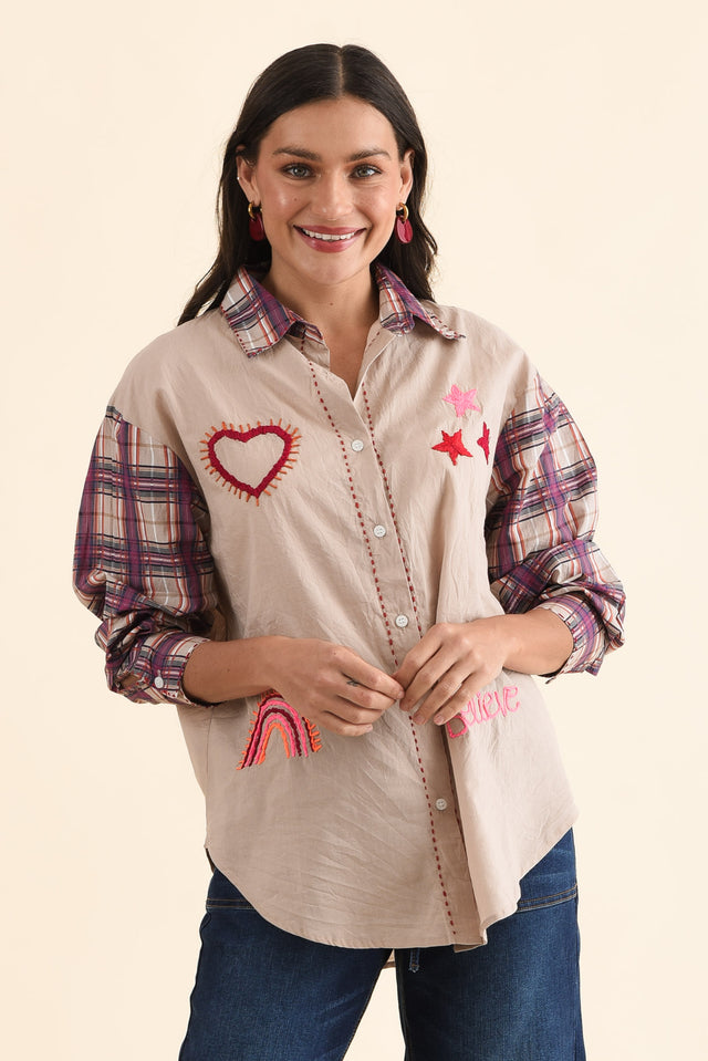 Woods Purple Whimsy Cotton Embroidered Shirt image 1
