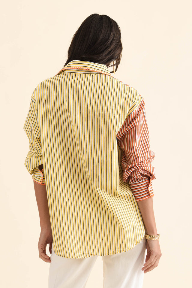 Woods Yellow Summer Cotton Embroidered Shirt image 4