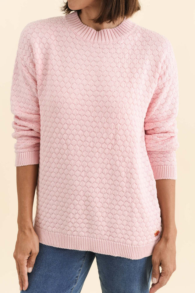 Yanny Blush Organic Cotton Knit Jumper,Brunette model,alt text|model:Cara image 7