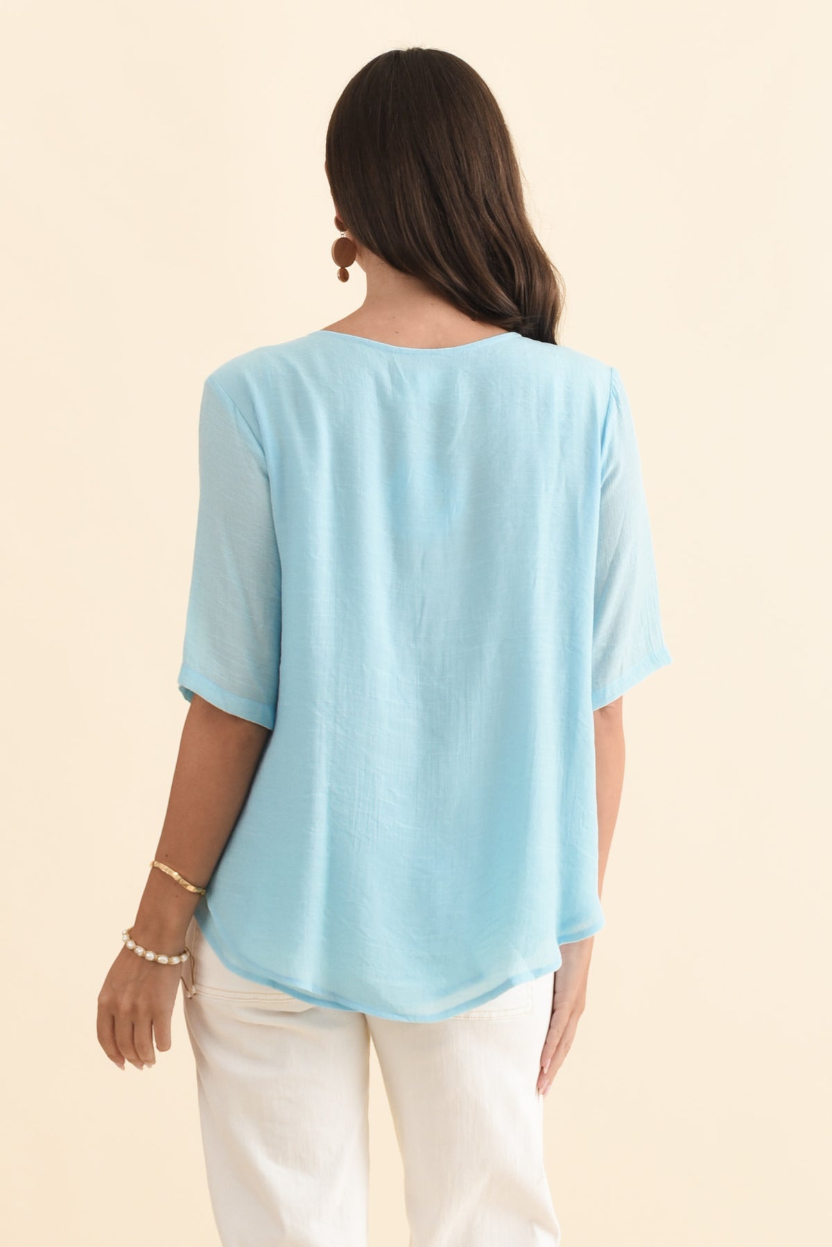 Blue Button Top Yasmin Blue Layered Button Top - Blue Bungalow AU
