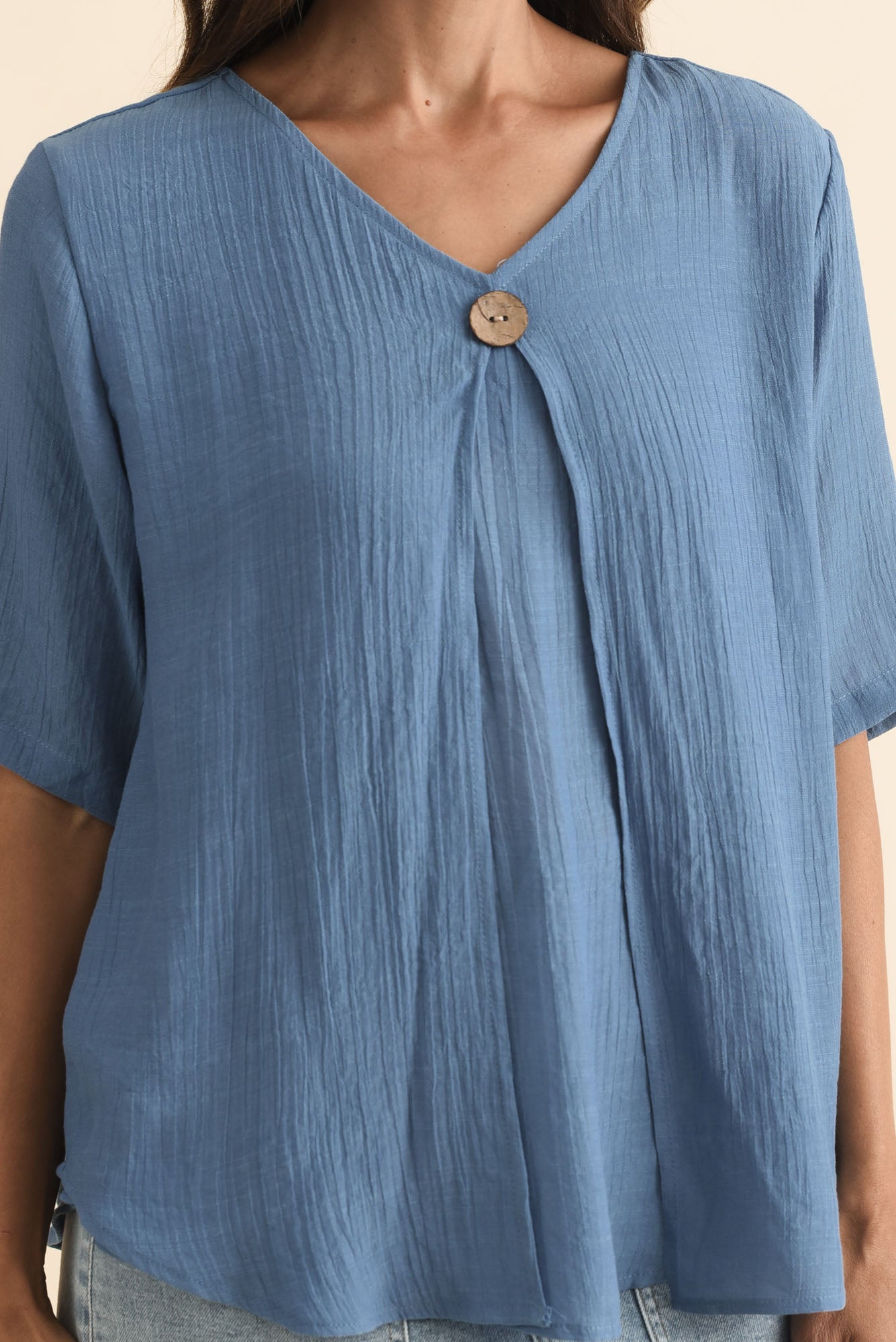 Yasmin Steel Layered Button Top - Blue Bungalow AU