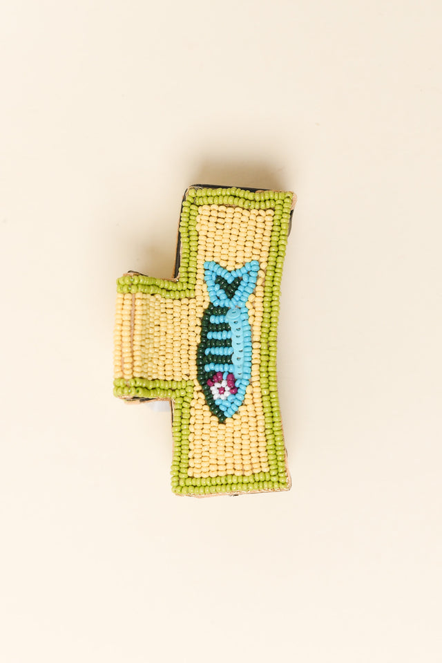Yellow Sardines Beaded Claw Clip