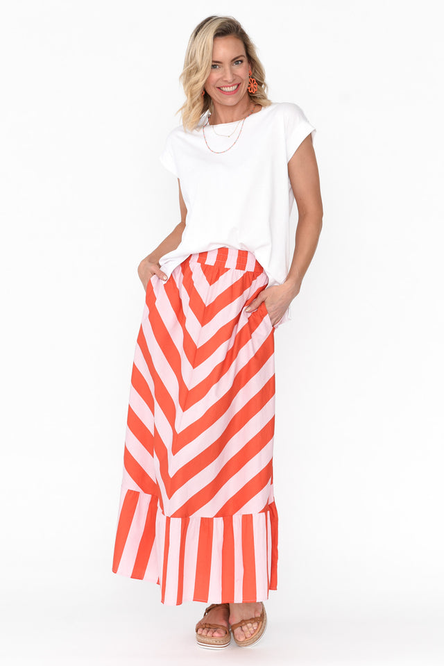 Yordan Pink Stripe Cotton Frill Skirt image 6