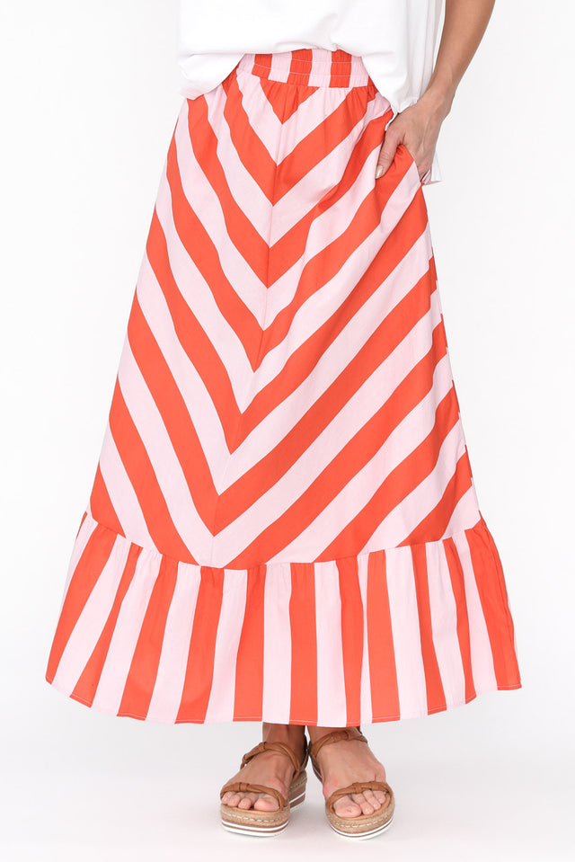 Yordan Pink Stripe Cotton Frill Skirt image 1