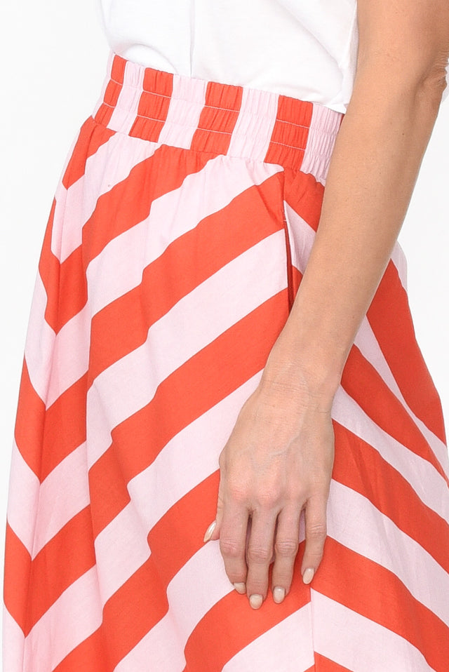 Yordan Pink Stripe Cotton Frill Skirt image 5