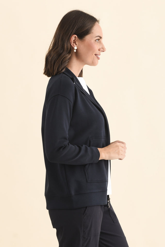 York Navy Zip Jacket,Brunette model,alt text|model:MJ image 4