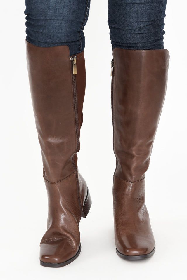Young Chocolate Leather Knee High Boot image 3