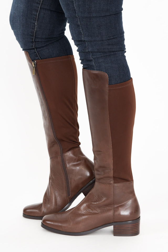 Young Chocolate Leather Knee High Boot image 1