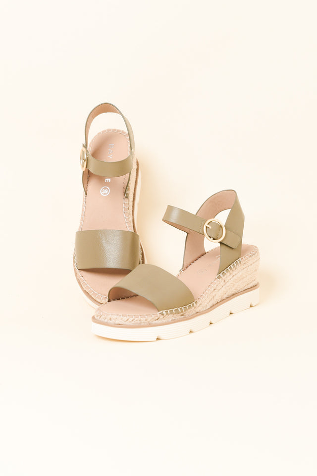 Yvette Khaki Leather Wedge image 2