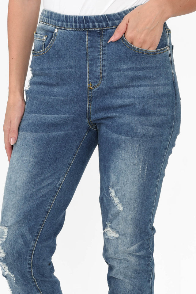 Zadie Distressed Blue Stretch Jeans