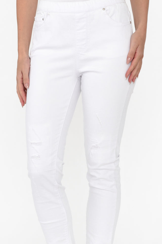 Zadie Distressed White Stretch Jeans
