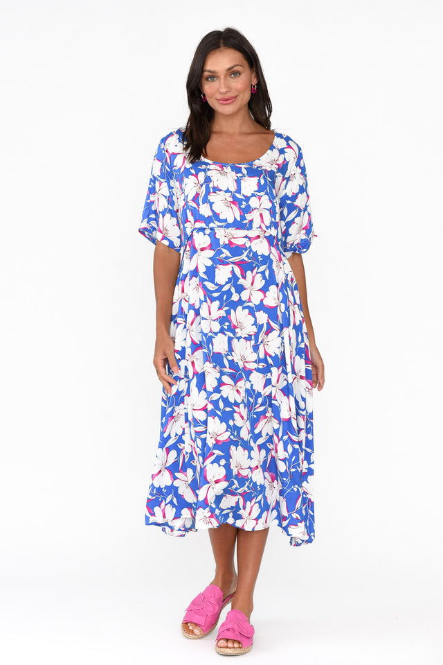 Zaelia Blue Bloom Crescent Dress