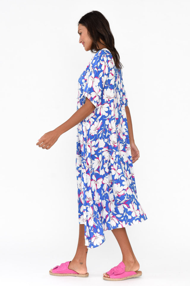 Zaelia Blue Bloom Crescent Dress