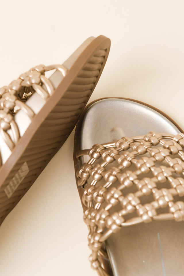 Zara Gold Woven Slide image 3