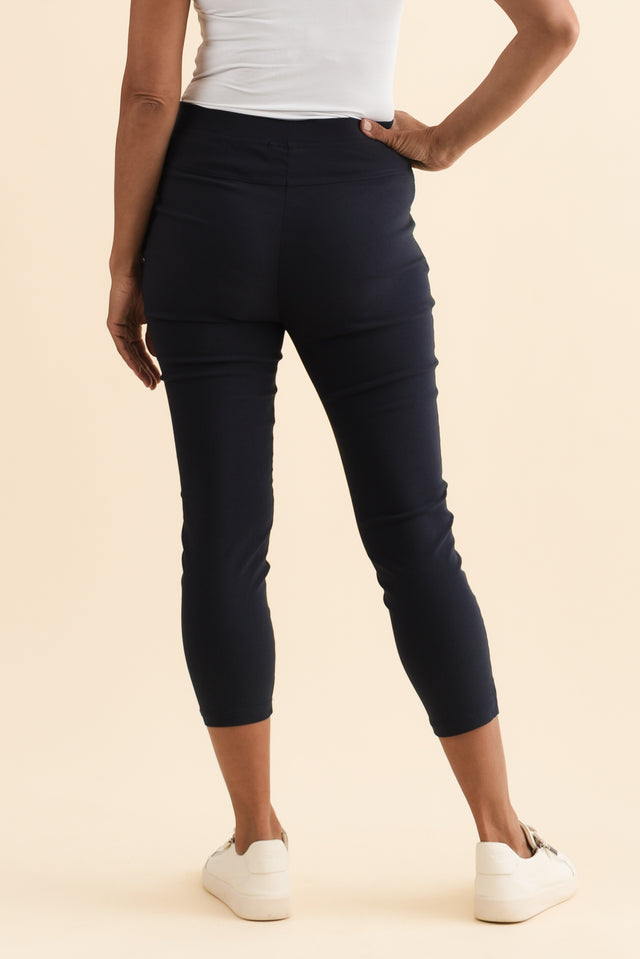 Zara Navy Stretch Cropped Pants,Brunette model,alt text|model:Cara image 4