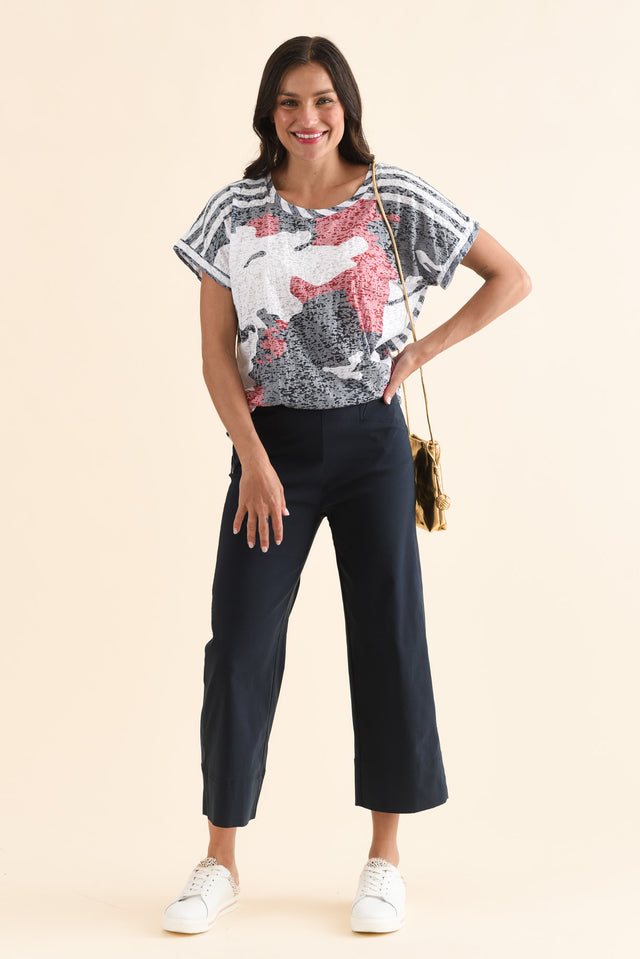 Zaro Navy Wide Leg Pants,Full Body,Brunette model,alt text|model:Brontie