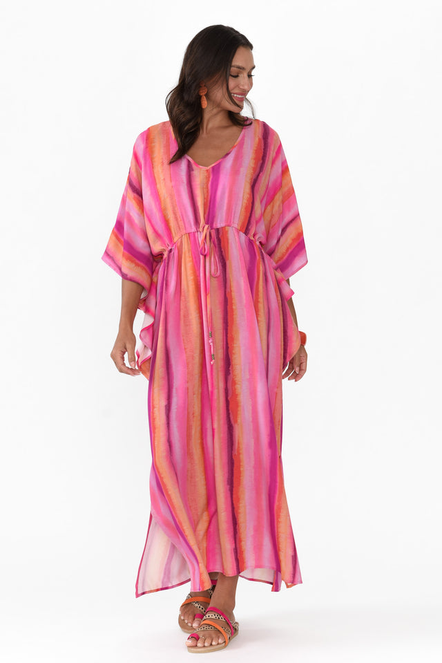Zeland Pink Stripe Waterfall Sleeve Dress image 7