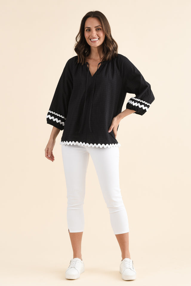 Zelma Black Trim Cotton Top image 6
