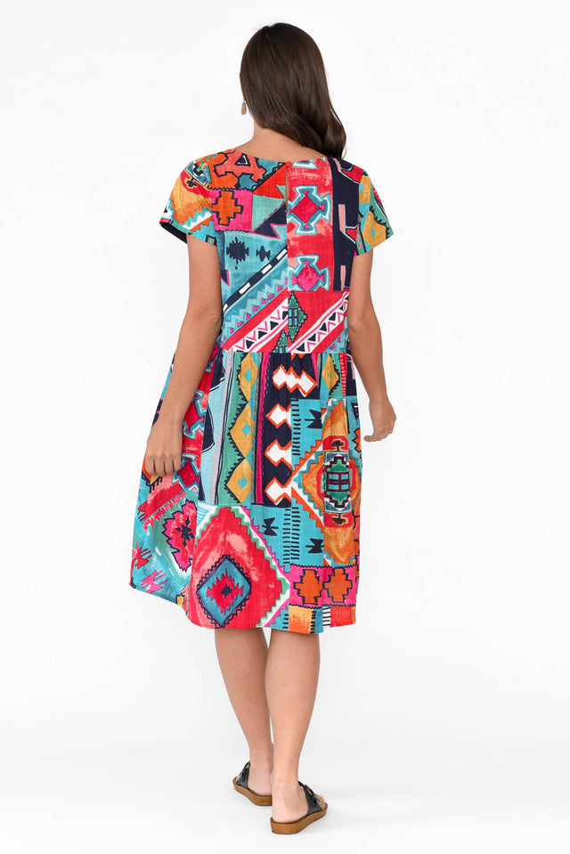 Zio Blue Abstract Organic Cotton Dress image 5