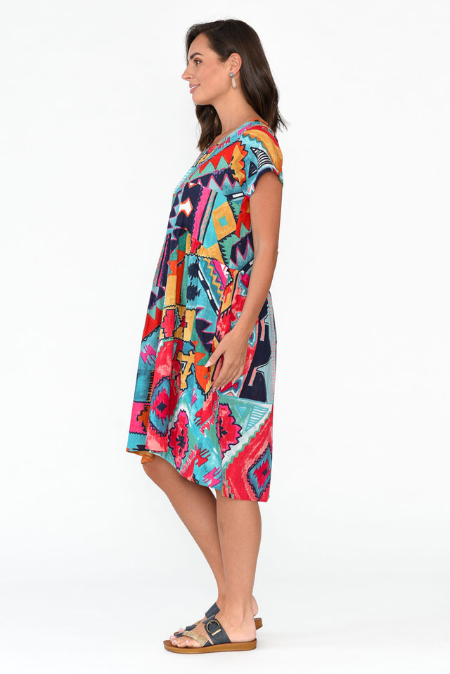 Zio Blue Abstract Organic Cotton Dress image 4