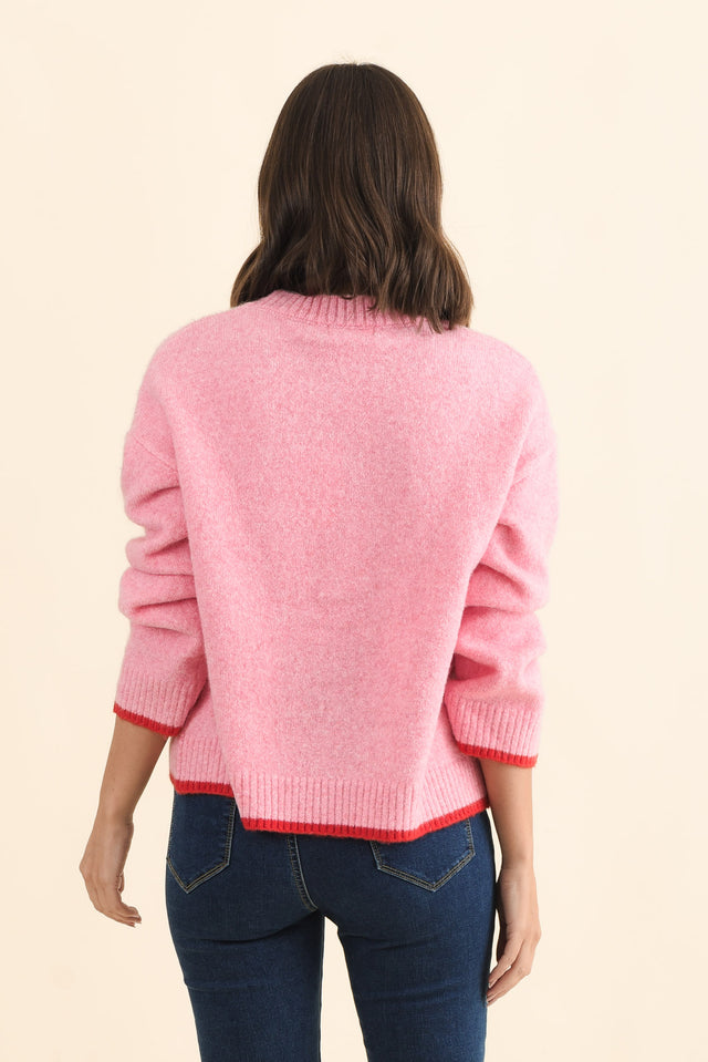 Zoe Pink Heart Knit Jumper,Brunette model,alt text|model:MJ image 5