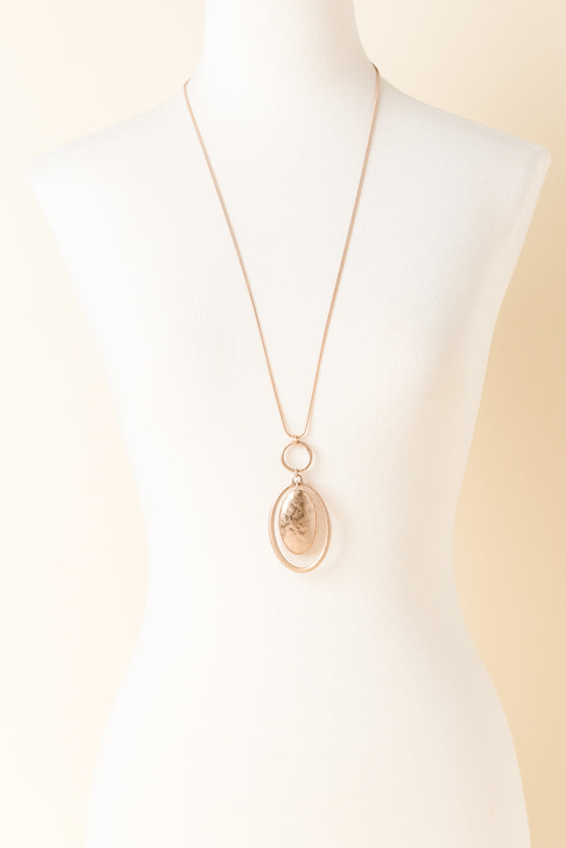 Zuri Gold Oval Pendant Necklace image 2