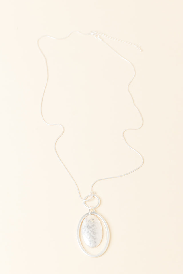 Zuri Silver Oval Pendant Necklace image 1