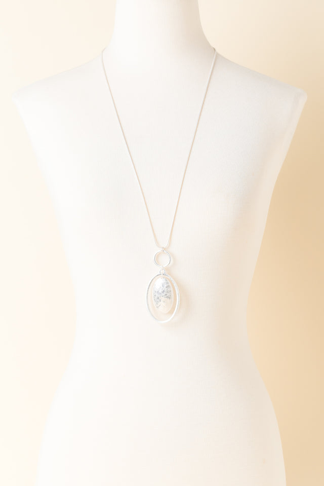 Zuri Silver Oval Pendant Necklace image 2