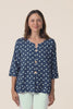 Augusta Navy Spot Linen Cotton Top,video