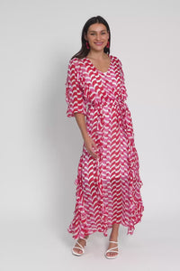 Just Love Pink Geo Ruffle Dress,Video