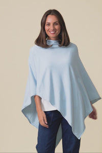 Amy Sky Blue Wool Blend Poncho,Video