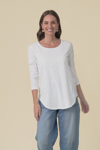 Megan White Cotton Long Sleeve Top,Video