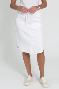 Alina White Denim Drawstring Skirt,Video
