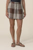 Eve Chocolate Check Linen Shorts,Video