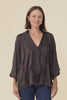 Trove Chocolate Silk Ruffle Top,Video