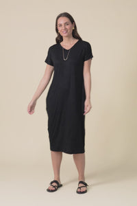 Travel No-Iron Black Midi Dress,video