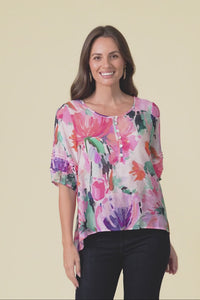 Paden Pink Floral Button Top,Video