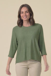 Bianca Green Scoop Neck Knit Top,Video