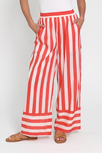Mariah Red Stripe Cotton Pants,Video
