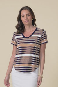 Veronica Tan Stripe Bamboo Tee,Video