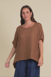 Chaya Mocha Linen Top