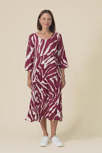 Juna Burgundy Abstract Crescent Dress,Video