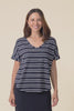Monroe Navy Stripe Cotton Pleated Tee,video