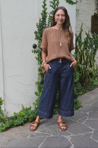 Carsen Dark Blue Wide Leg Jeans,Video
