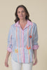 Costina Blue Nature Cotton Embroidered Shirt,Video