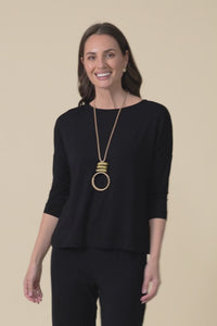 Lucinda Black Bamboo Boatneck Top,Video
