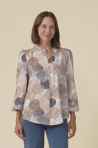 Alvarez Brown Spot Button Blouse,Video