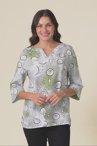 Maddox Sage Bubble Cotton Blend Top,Video