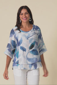 Liora Blue Bloom Layered Top,Video